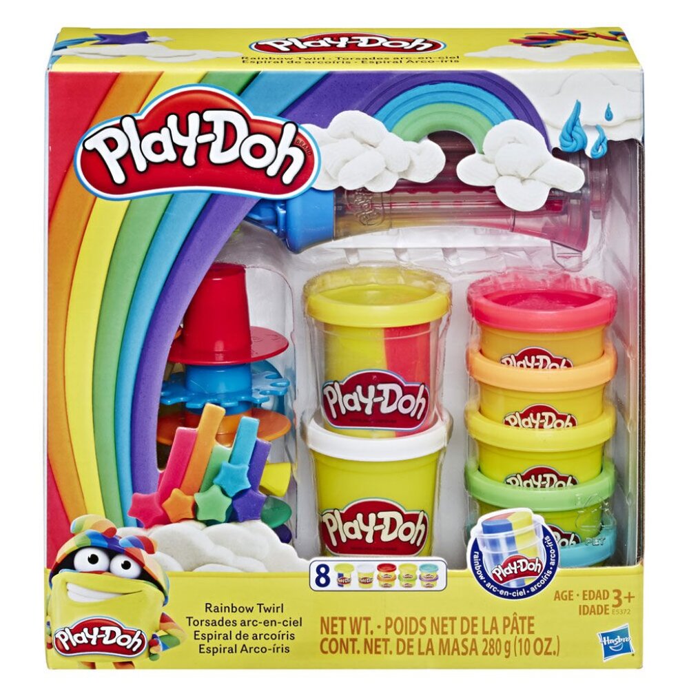Play-Doh Rainbow Twirl Set w/8 Cans 3-in-1 Rainbow Compound Exclusive New in Box